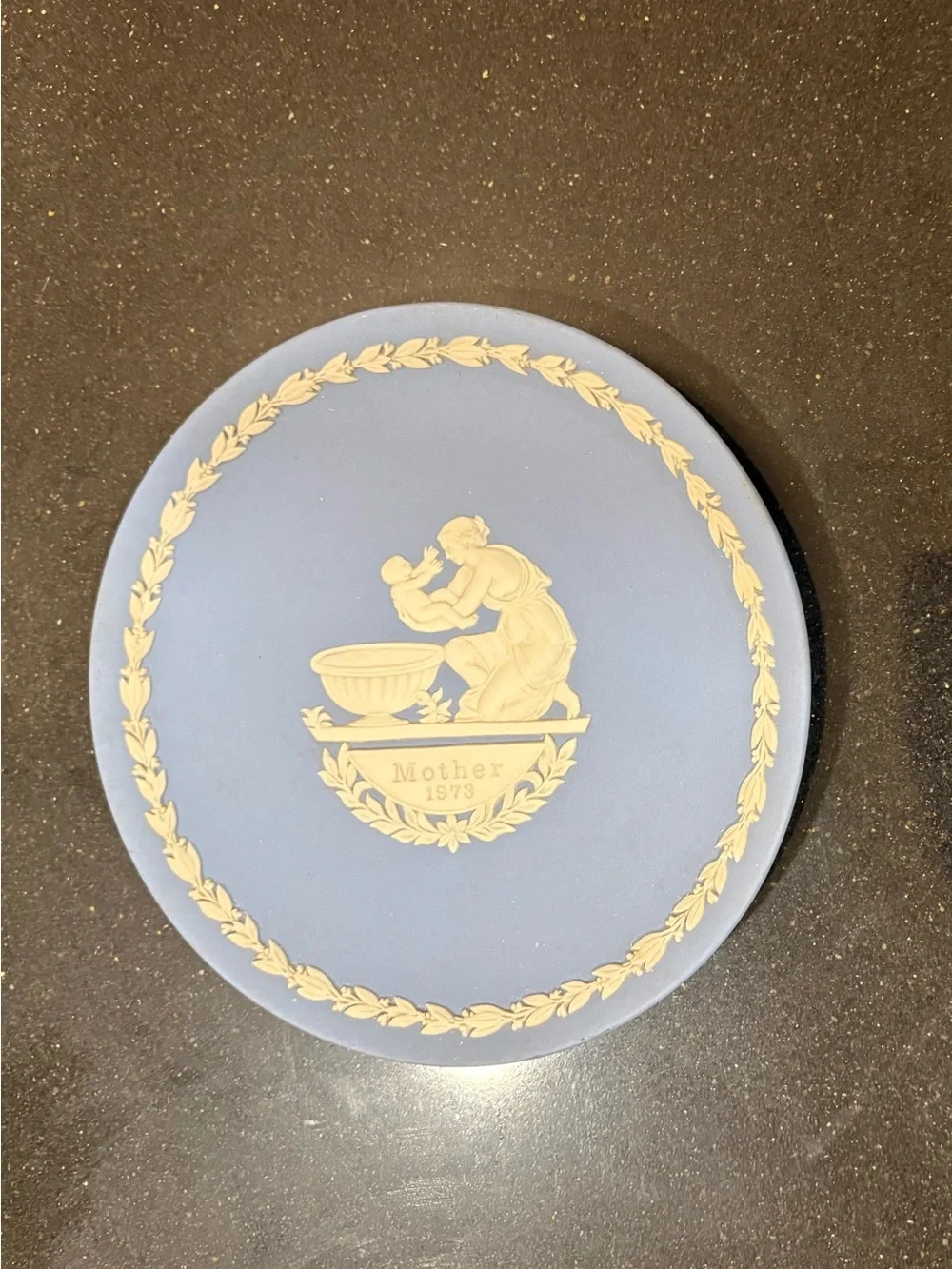 Wedgwood Blue and Cream 'Mother 1973’ Jasperware Decorative Plate